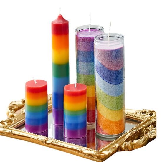 Chakra Rainbow Tapered Pillar Candle